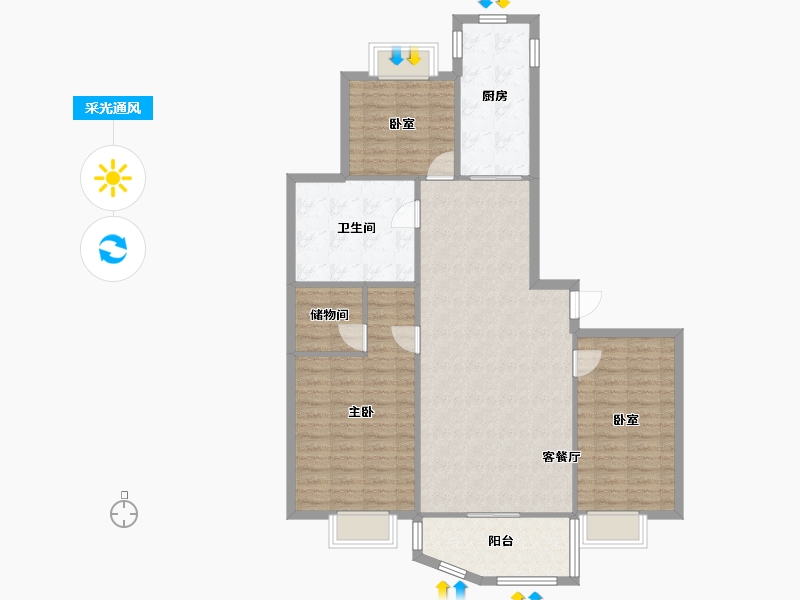 河南省-郑州市-兴达花园-103.00-户型库-采光通风