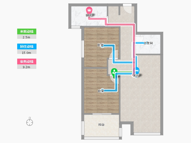 陕西省-西安市-荣德棕榈阳光小区-70.30-户型库-动静线