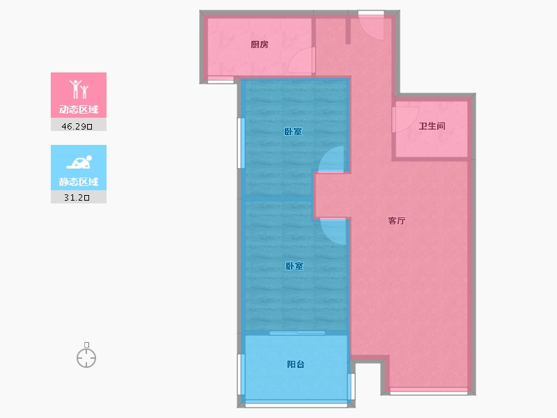 陕西省-西安市-荣德棕榈阳光小区-70.30-户型库-动静分区