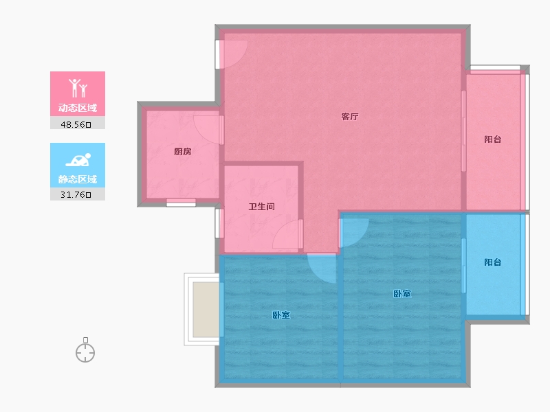 青海省-西宁市-陕安丰登小区-73.61-户型库-动静分区