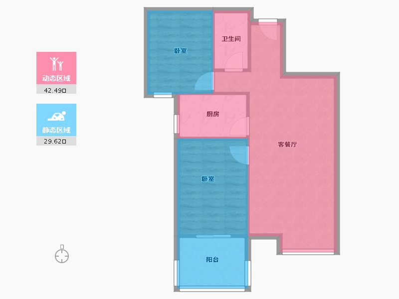 陕西省-西安市-荣德棕榈阳光小区-65.43-户型库-动静分区