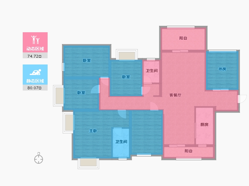 广西壮族自治区-崇左市-南湖三千院-146.40-户型库-动静分区