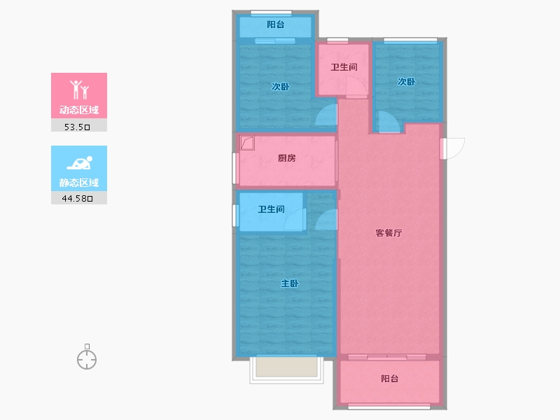 山西省-太原市-碧桂园-103.84-户型库-动静分区