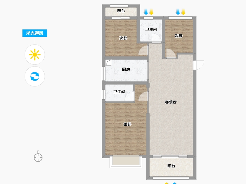 山西省-太原市-碧桂园-103.84-户型库-采光通风