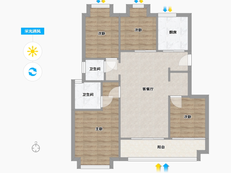 福建省-福州市-保利招商海玥公馆-91.20-户型库-采光通风