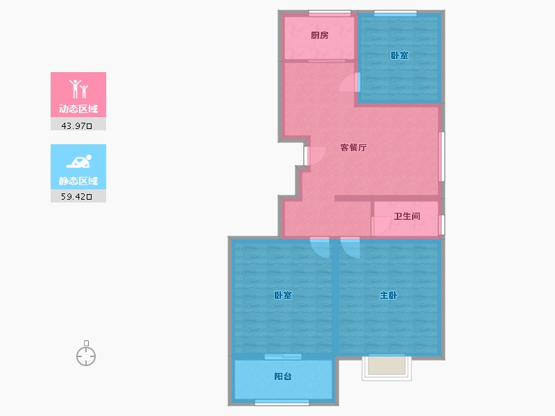 山东省-聊城市-前曹朝阳家苑-92.80-户型库-动静分区