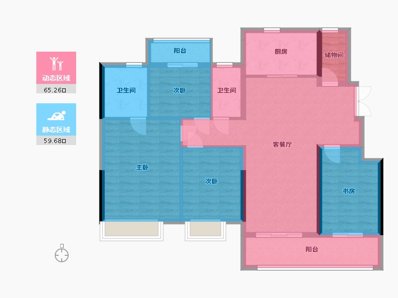 浙江省-宁波市-荣安姚江晴雪园-111.20-户型库-动静分区