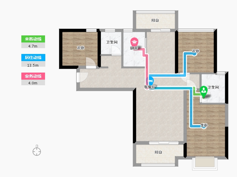 福建省-泉州市-东海湾门第-90.00-户型库-动静线