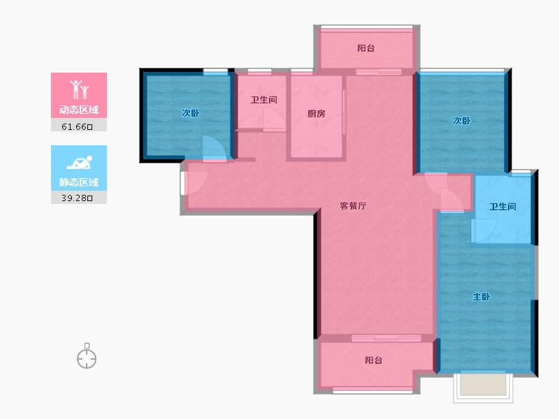 福建省-泉州市-东海湾门第-90.00-户型库-动静分区