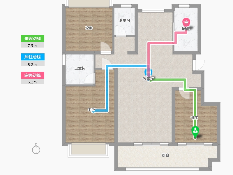 安徽省-亳州市-东方名府-102.98-户型库-动静线