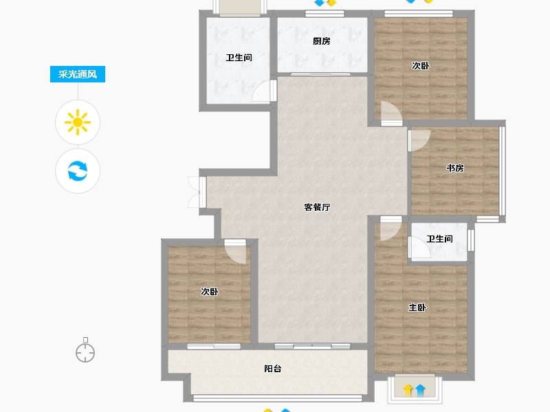 山东省-临沂市-史丹利四季长安-123.20-户型库-采光通风