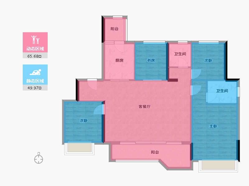 四川省-成都市-中海新川华府-110.83-户型库-动静分区