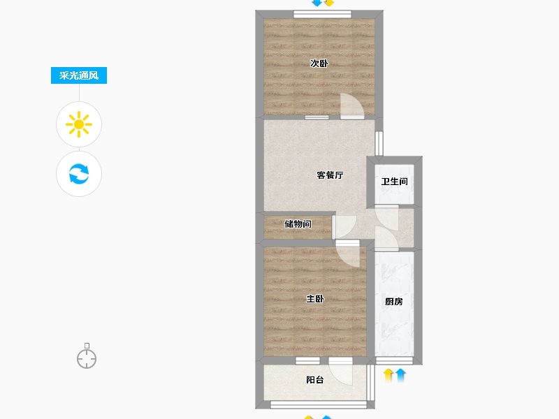 北京-北京市-万泉寺南里-48.80-户型库-采光通风