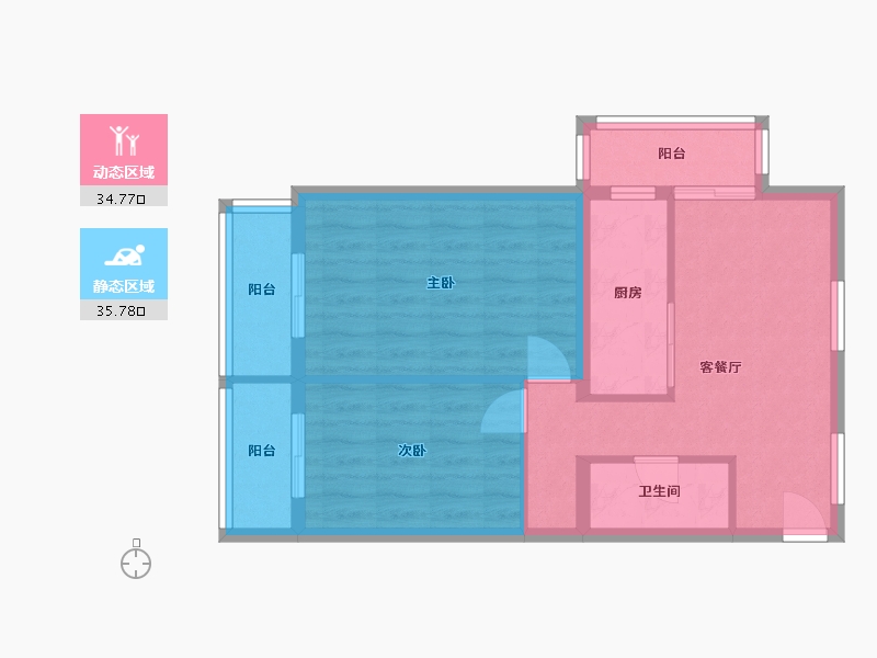 北京-北京市-车道沟南里小区-61.30-户型库-动静分区