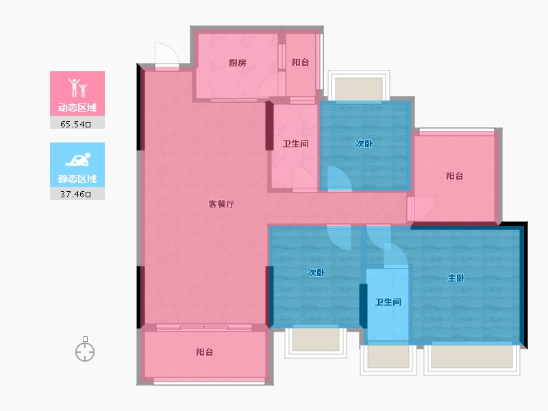 广东省-清远市-新力翡翠湾-92.80-户型库-动静分区