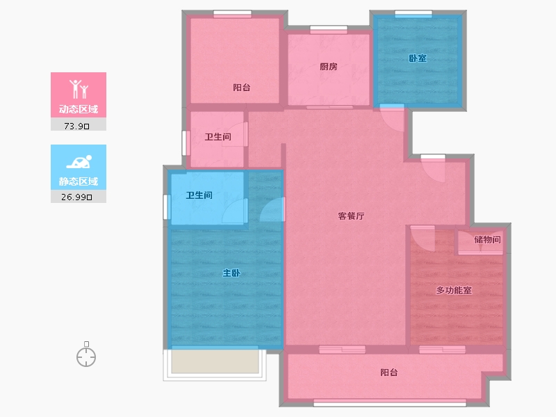 安徽省-滁州市-朗月书院-90.40-户型库-动静分区