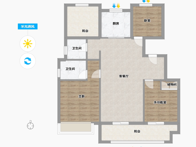 安徽省-滁州市-朗月书院-90.40-户型库-采光通风