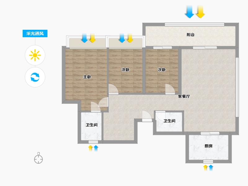 广东省-东莞市-时代天境-105.60-户型库-采光通风