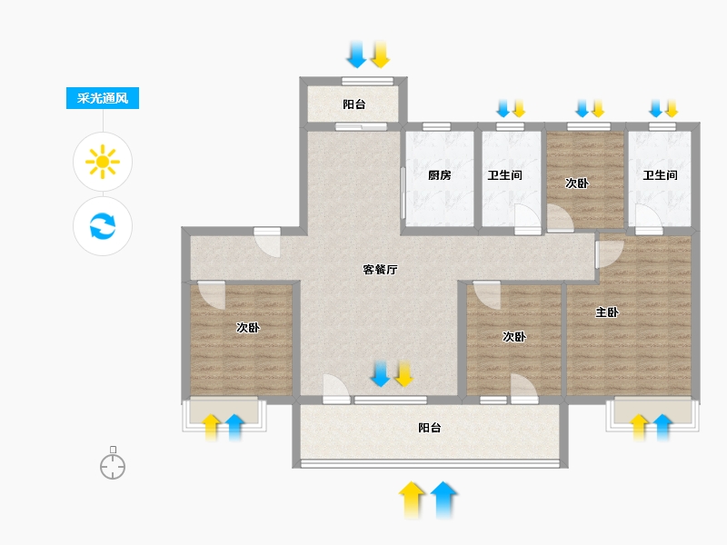 山东省-临沂市-翡丽澜庭-114.40-户型库-采光通风