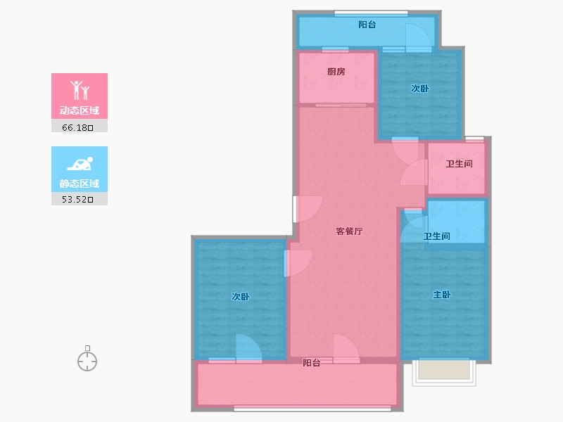 山东省-潍坊市-龙旺华庭-106.45-户型库-动静分区