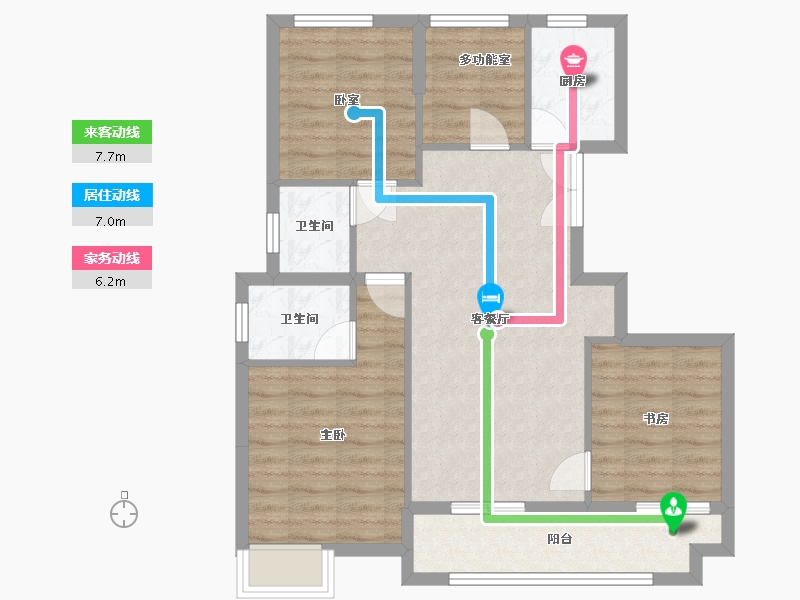 浙江省-金华市-新鸿广场-95.20-户型库-动静线