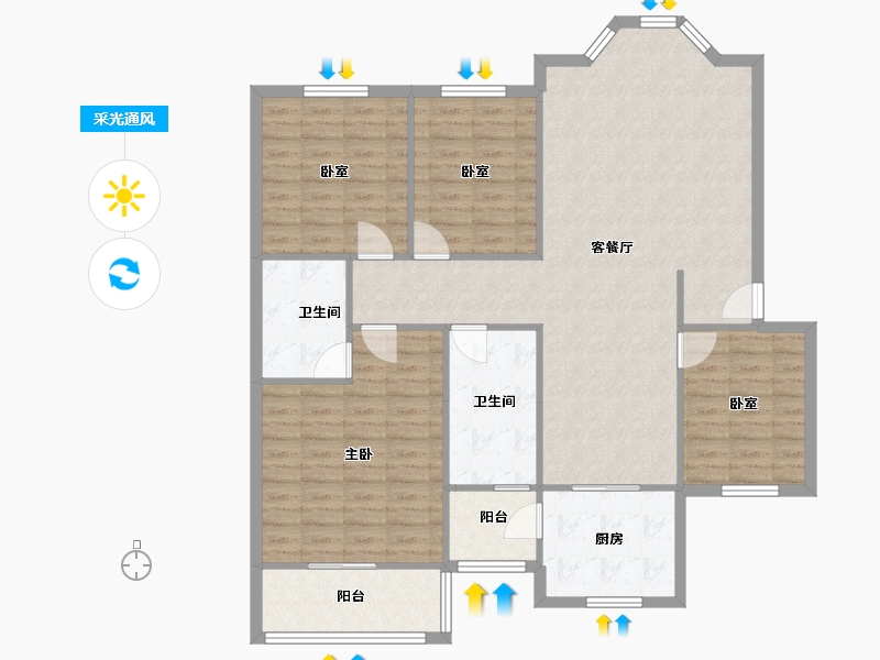 四川省-成都市-二十一世纪花园二期-126.12-户型库-采光通风