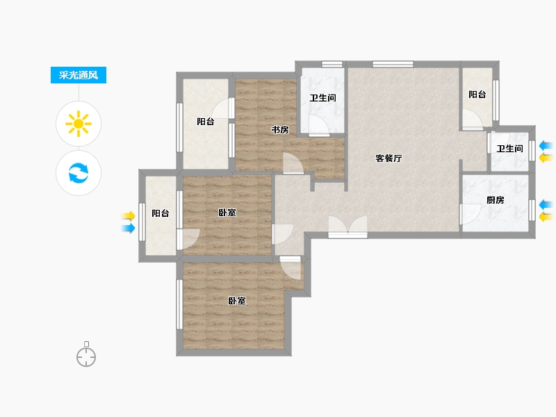 浙江省-宁波市-金宸台小区-111.99-户型库-采光通风