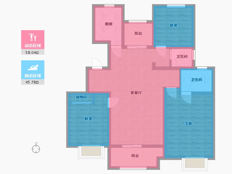 江苏省-徐州市-汉华府-100.80-户型库-动静分区