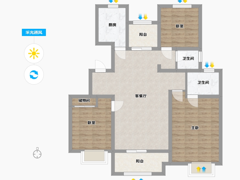 江苏省-徐州市-汉华府-100.80-户型库-采光通风