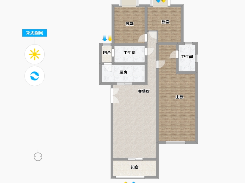 重庆-重庆市-龙湖u城-120.00-户型库-采光通风