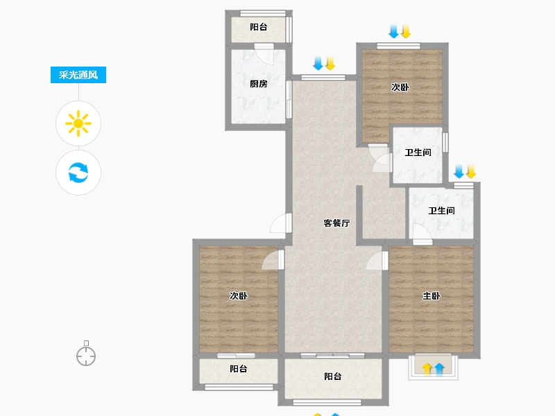 北京-北京市-京安和园-108.00-户型库-采光通风