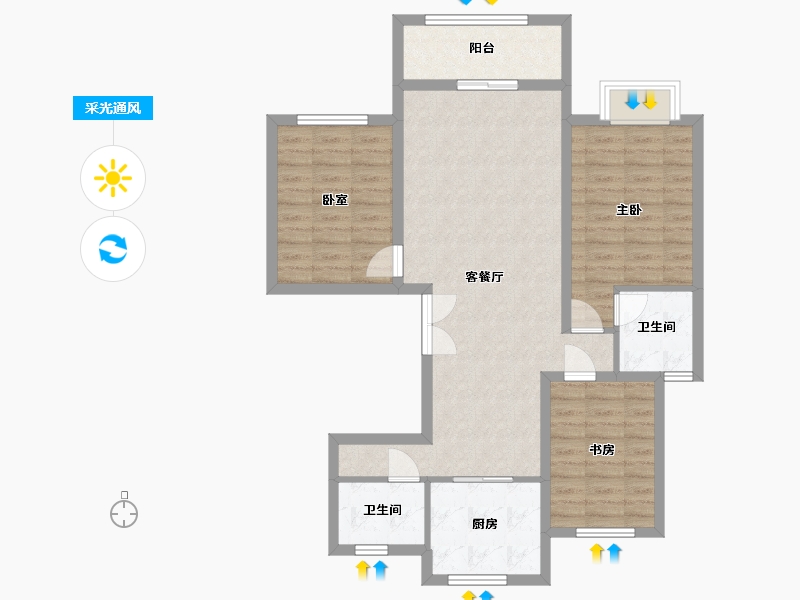 河北省-邢台市-清华园御府-92.00-户型库-采光通风