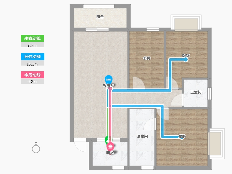 湖北省-十堰市-福泽佳苑-90.40-户型库-动静线