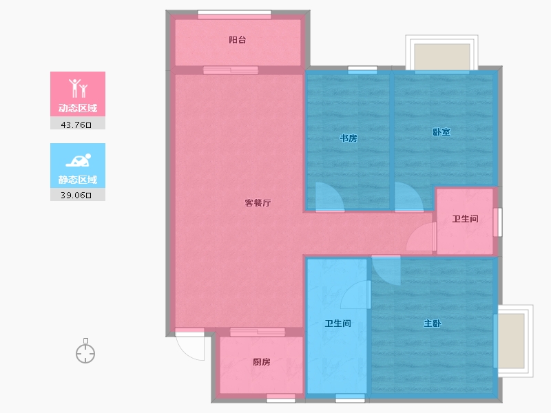 湖北省-十堰市-福泽佳苑-90.40-户型库-动静分区