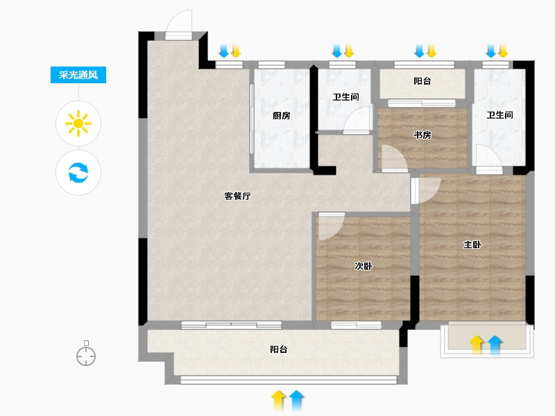 江西省-南昌市-电建产控洛悦府-93.60-户型库-采光通风