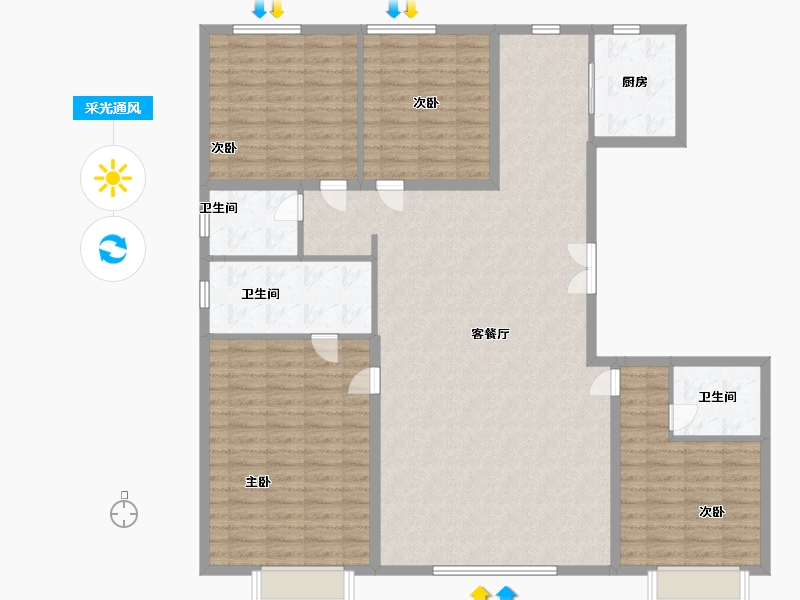 北京-北京市-中间壹品学府公馆-152.00-户型库-采光通风