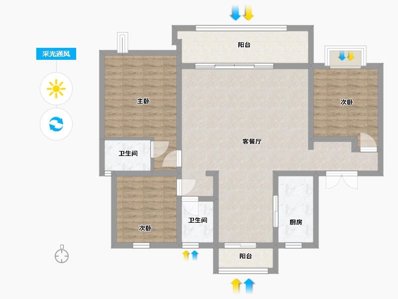 江苏省-无锡市-红豆香江华府-104.00-户型库-采光通风