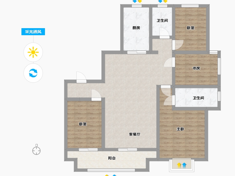 山东省-潍坊市-歌尔绿城-120.00-户型库-采光通风