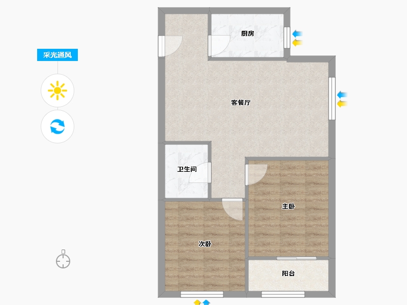 河北省-石家庄市-新世纪花园-C区-66.00-户型库-采光通风