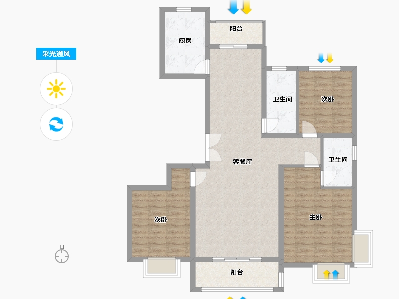 河北省-邢台市-隆福月亮湾二期-106.40-户型库-采光通风