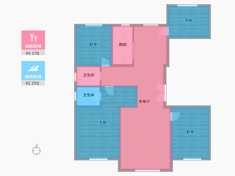 内蒙古自治区-鄂尔多斯市-荣信华府-122.91-户型库-动静分区