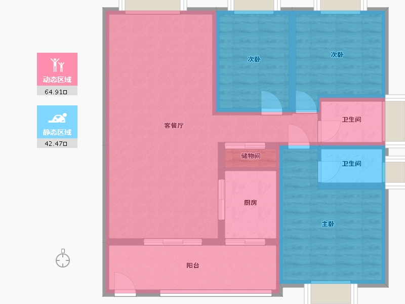 陕西省-汉中市-汉城博郡-114.00-户型库-动静分区