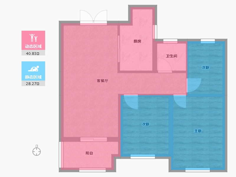 河南省-郑州市-汇泉西悦城10号院-62.28-户型库-动静分区