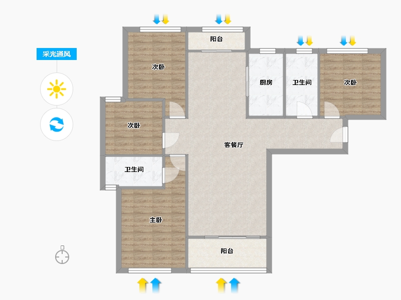 湖南省-长沙市-北辰三角洲奥城-E6区-115.20-户型库-采光通风