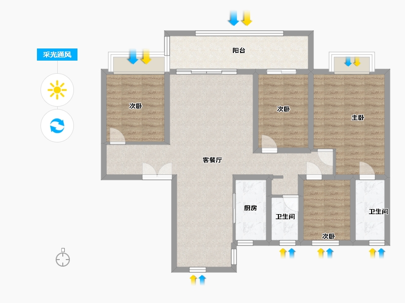 河南省-南阳市-丰安苑-104.00-户型库-采光通风