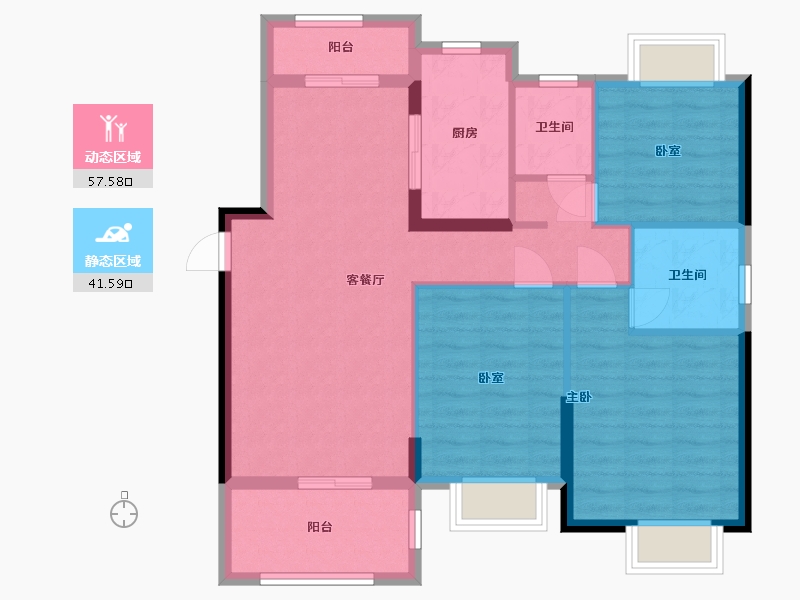 湖北省-荆门市-洋丰象山玉园-95.20-户型库-动静分区