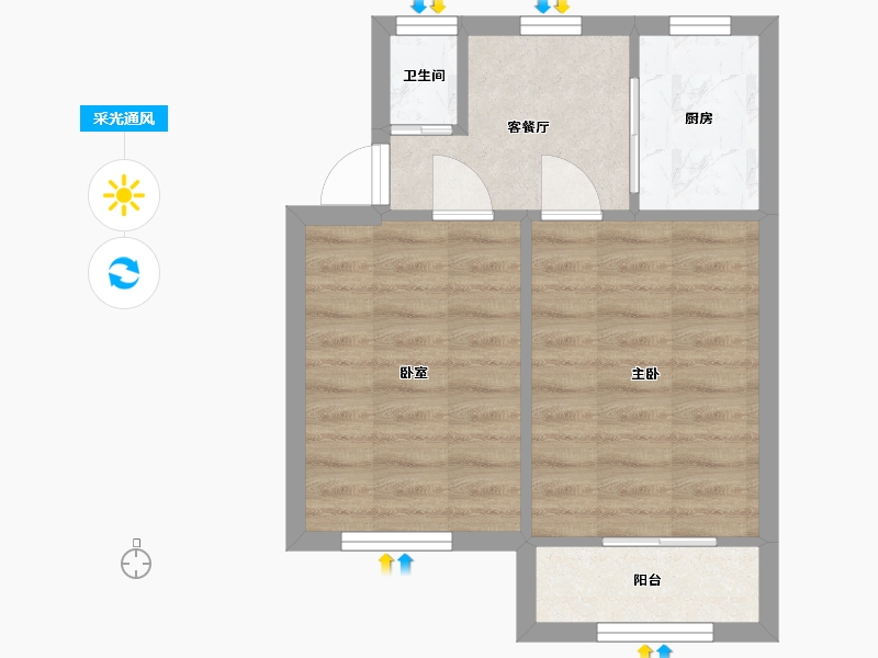 湖北省-武汉市-宝丰三村-40.00-户型库-采光通风