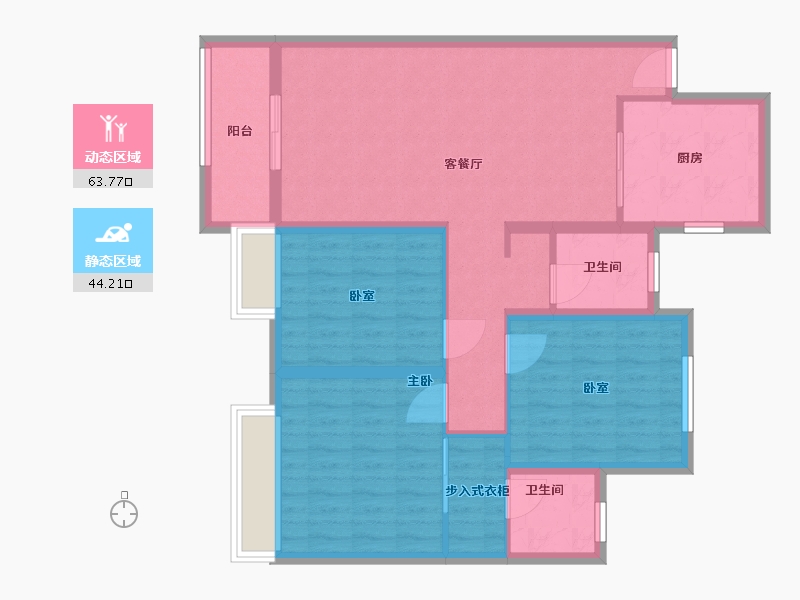 安徽省-芜湖市-中梁龙玺台小区-96.80-户型库-动静分区