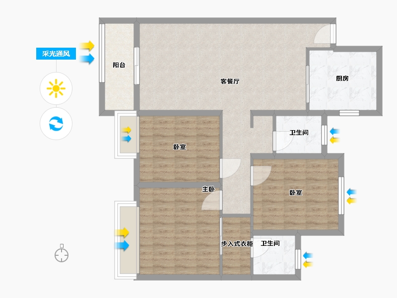 安徽省-芜湖市-中梁龙玺台小区-96.80-户型库-采光通风