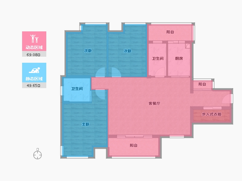 广西壮族自治区-桂林市-奥林匹克花园悉尼蓝湾1栋-2单元-106.40-户型库-动静分区